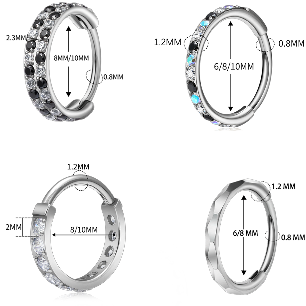 G23 Titanium Faceted CZ Hinged - Septum Clicker Ring recension och pris