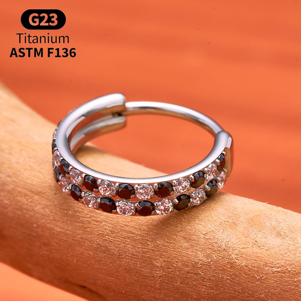 G23 Titanium Faceted CZ Hinged - Septum Clicker Ring recension och pris