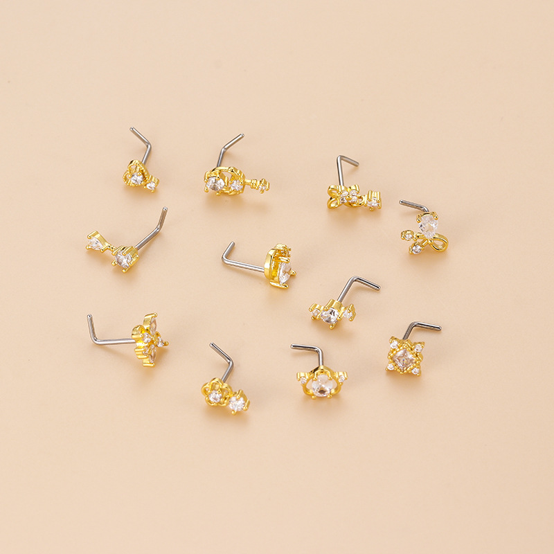 20G L-Shaped Cubic Zircon Nose - Body Jewelry Earrings recension och pris