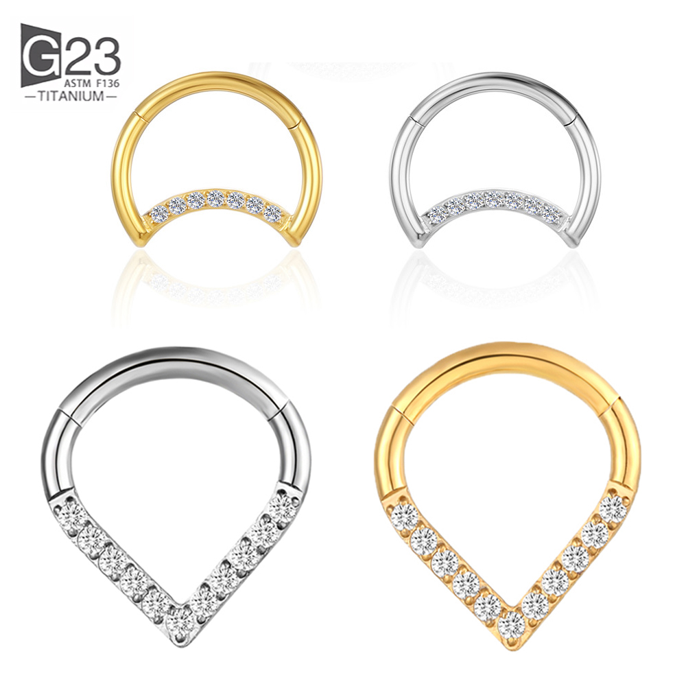 F136 Titanium Hinged Tear Drop - Septum Clicker Ring recension och pris