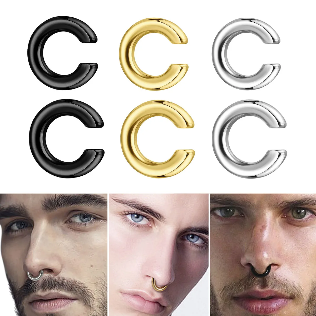 1pc Exaggerated C-Shaped Non-P - Body Jewelry Earrings recension och pris