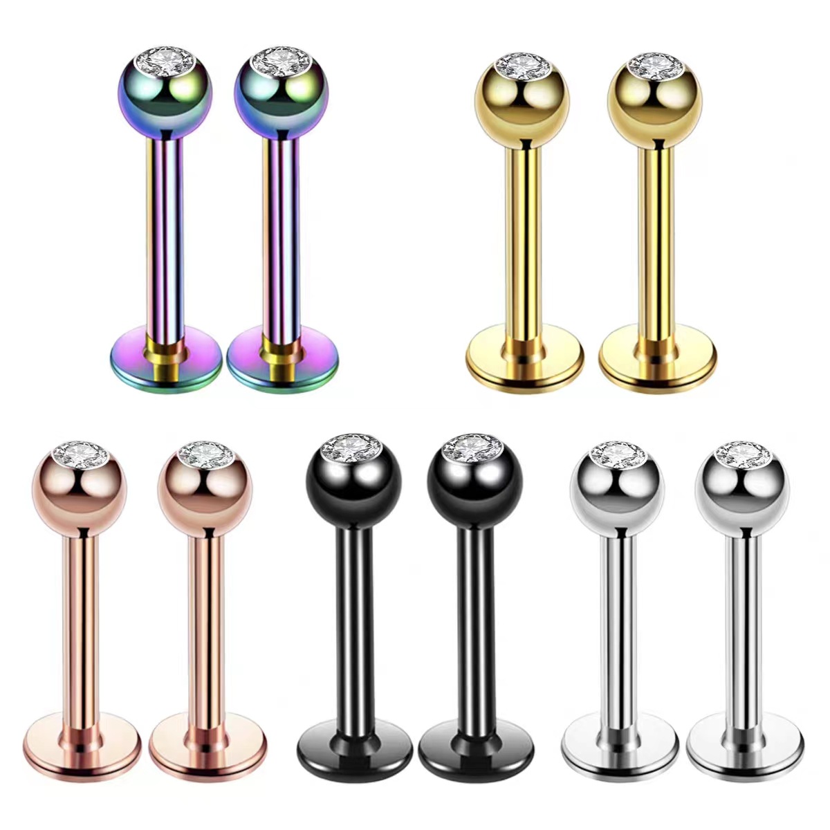 16G Surgical Steel Ball Top CZ - Body Jewelry Earrings recension och pris