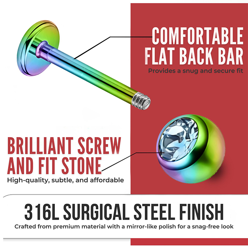 16G Surgical Steel Ball Top CZ - Body Jewelry Earrings recension och pris